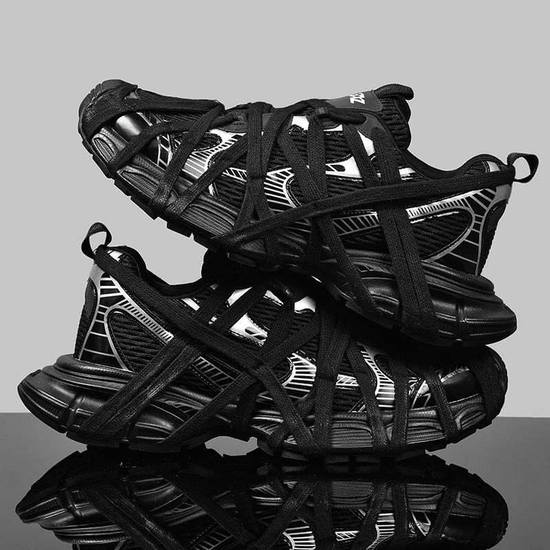 Men's Lace Up Street Sneakers Niche Thick Splicing Mixed Color Sports Shoes Arrival Vulcanization Shoes
