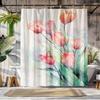 Spring Summer Floral Shower Curtain-Vibrant Flower Design, Machine Washable Suitable for Bathroom Decorative Shower Curtain