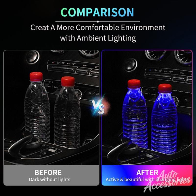 2Pcs LED Luminous Car Water Cup Coaster Holder 7 Colorful USB Charging For Porsche Boxster Cayman Cayenne 911 718 Macan Panamera KP1