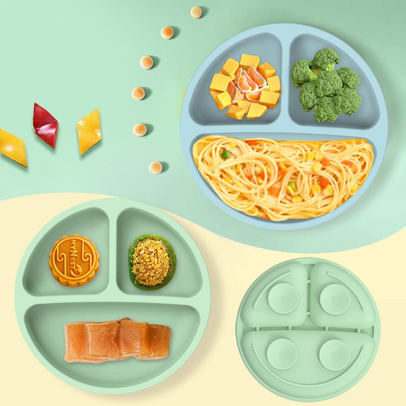 Silicone Tableware Children's Dinner Plate Divided Dinner Plate Auxiliary Training Tableware Set Snack Bowl