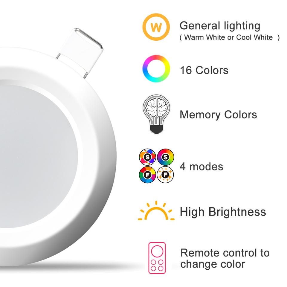1/2/3/4PCS RGB LED Downlight 16colors Dimmable Spotlight 10W/15W IR Remote Led Down Light For Room Decor AC220V LED Panel