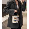 BEIBAOBAO New Cute Cartoon Cat Round Handbags High Texture PU Waterproof Women's One Shoulder Bag Popular Niche Small Basket Bags for Goddess Day Gift