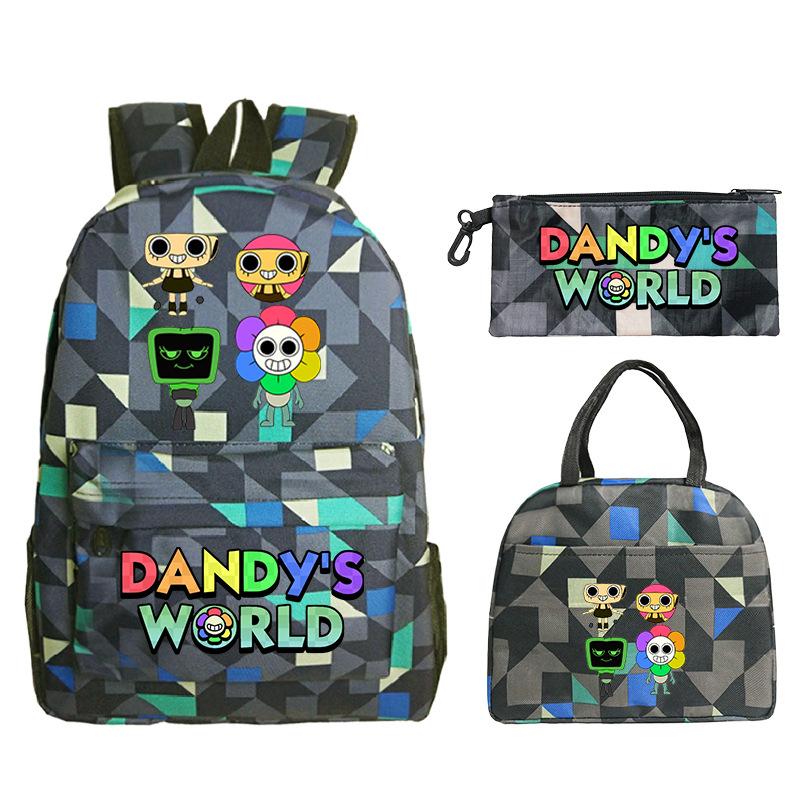 Dandy's world cartoon print fashion children's schoolbag set cross-border leisure student backpack three-piece set
