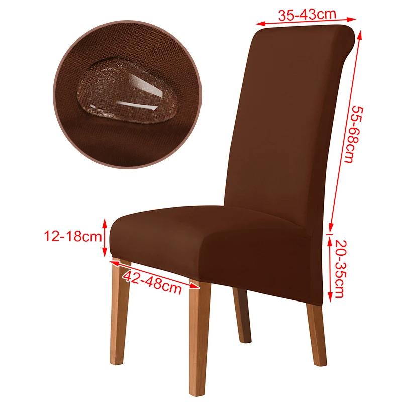 100%Waterproof Fabric Chair Cover Elastic XL Size Slipcover Solid Color Long Back Chair Covers Washable For Kitchen Home Hotel