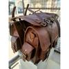 Motorcycle Brown Leather 2 Bags Side Extra Seat Pouch Saddlebags Saddle Panniers