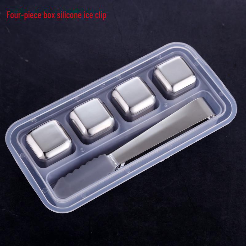 Sada kostek ledu na whisky z nerezové oceli zlatá - kovová rychlomrazicí ocel 304 na whisky, víno a další