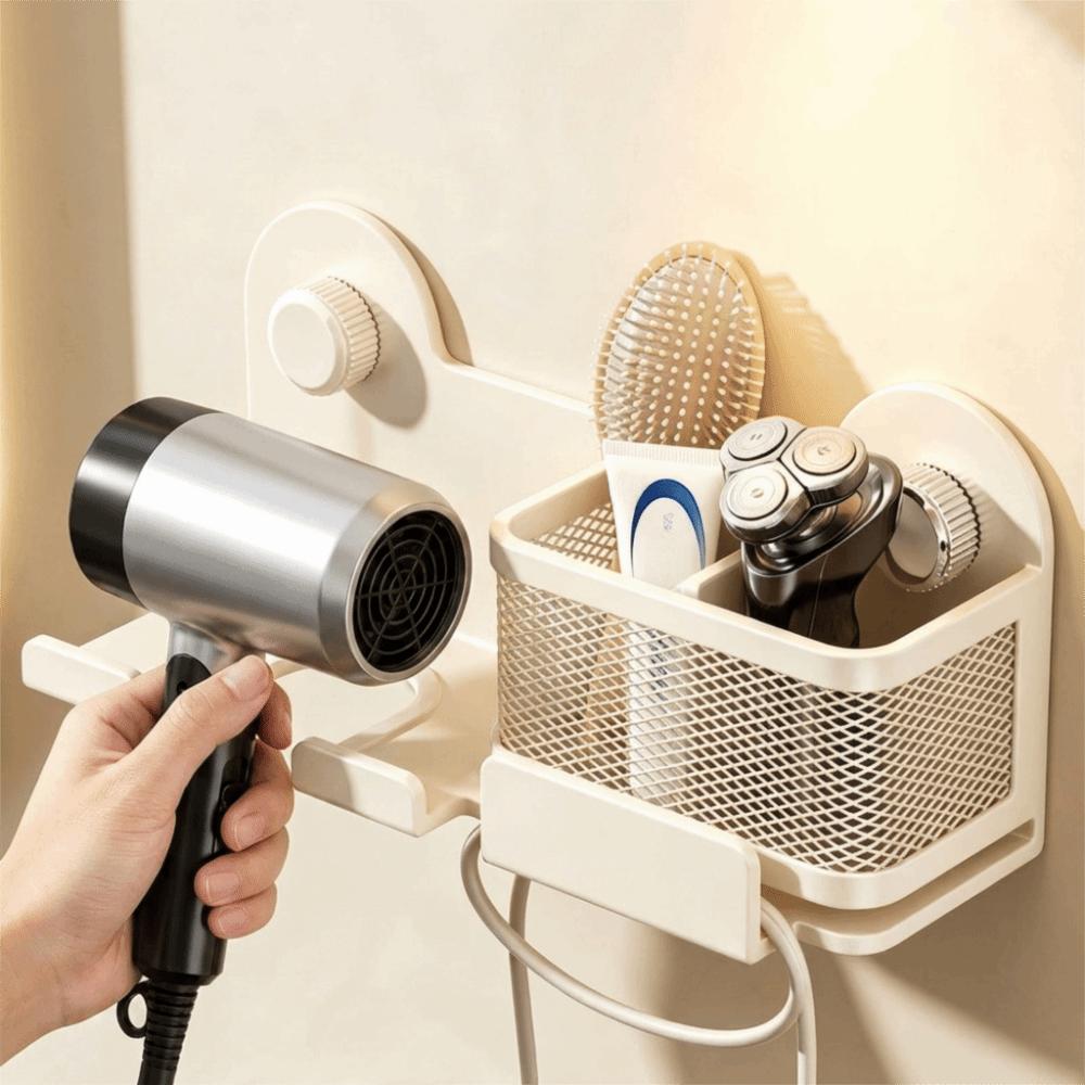 Wall Mounted Suction Cup Hair Dryer Holder Large Capacity Hair Straightener Holder Hotel