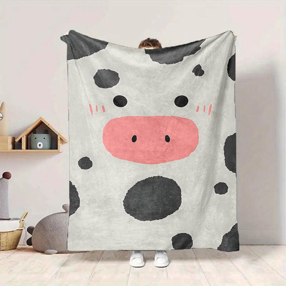 1pc Cow Spots Blanket, Lightweight Flannel Throw Blanket For Sofa, Bed, Travel, Camping, Living Room, Office103