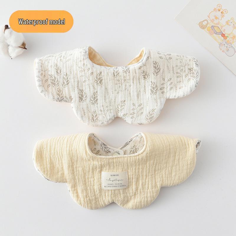 Dwustronny, wodoodporny śliniaczek dla niemowląt w stylu koreańskim z płatkami, wykonany w 100% z gazy bawełnianej