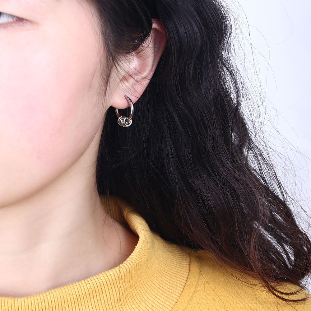 Stainless Steel Hiphop Pendent Ear Jewelry Stud Earrings Korean Dangle Earrings Women Hoop Earrings