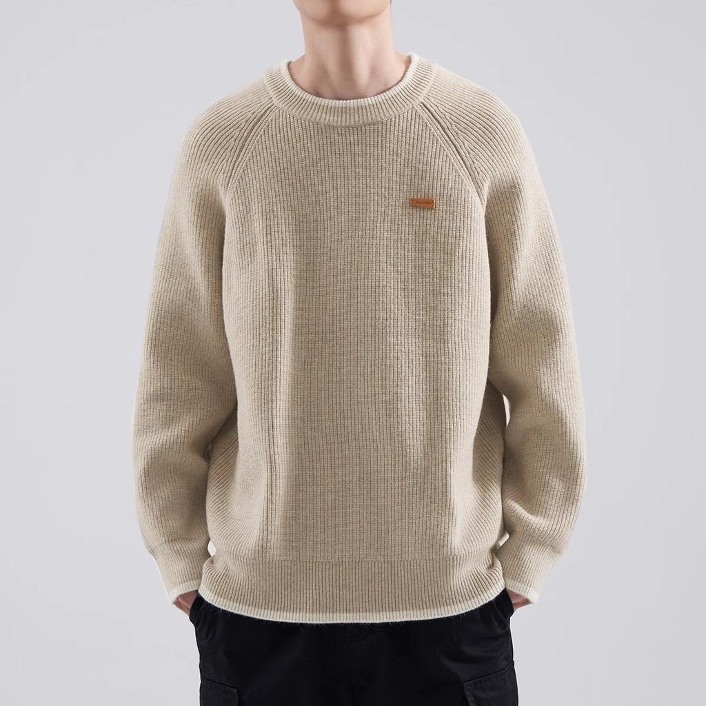 New sweater men's winter trendy brand heavy round neck autumn and winter loose casual lazy wind shoulder sleeve knitted sweater