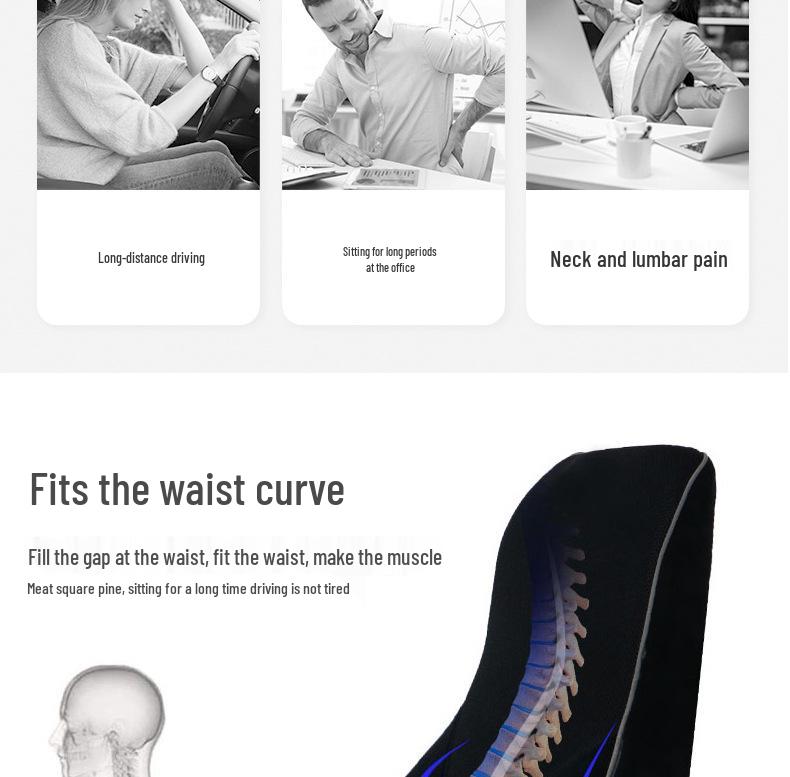 Lendenstützkissen aus Memory-Schaum für Auto und Bürostuhl