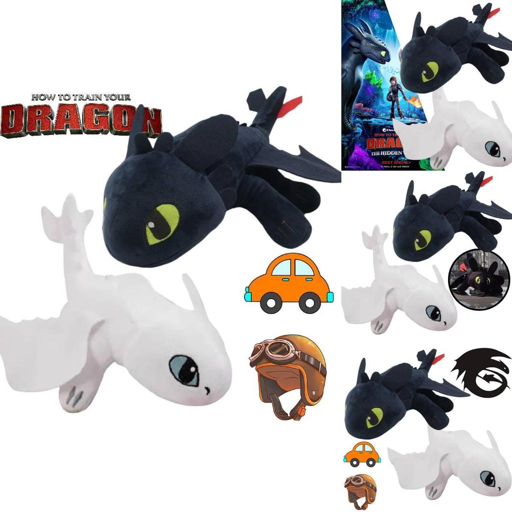 Toothless Dragon Helmet Sucker Plush Motorcycle Decoration 20cm Black