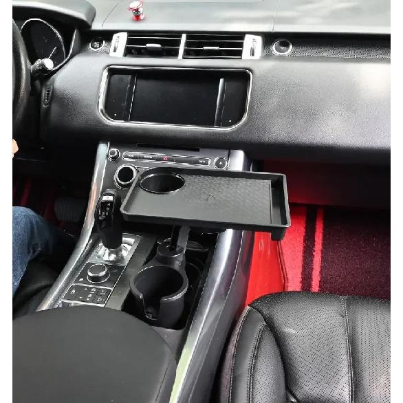 Car Cup Holder Expander Multi-Function Drink Holder with Food Table 360-Degree Adjustable Base Tray for Snack