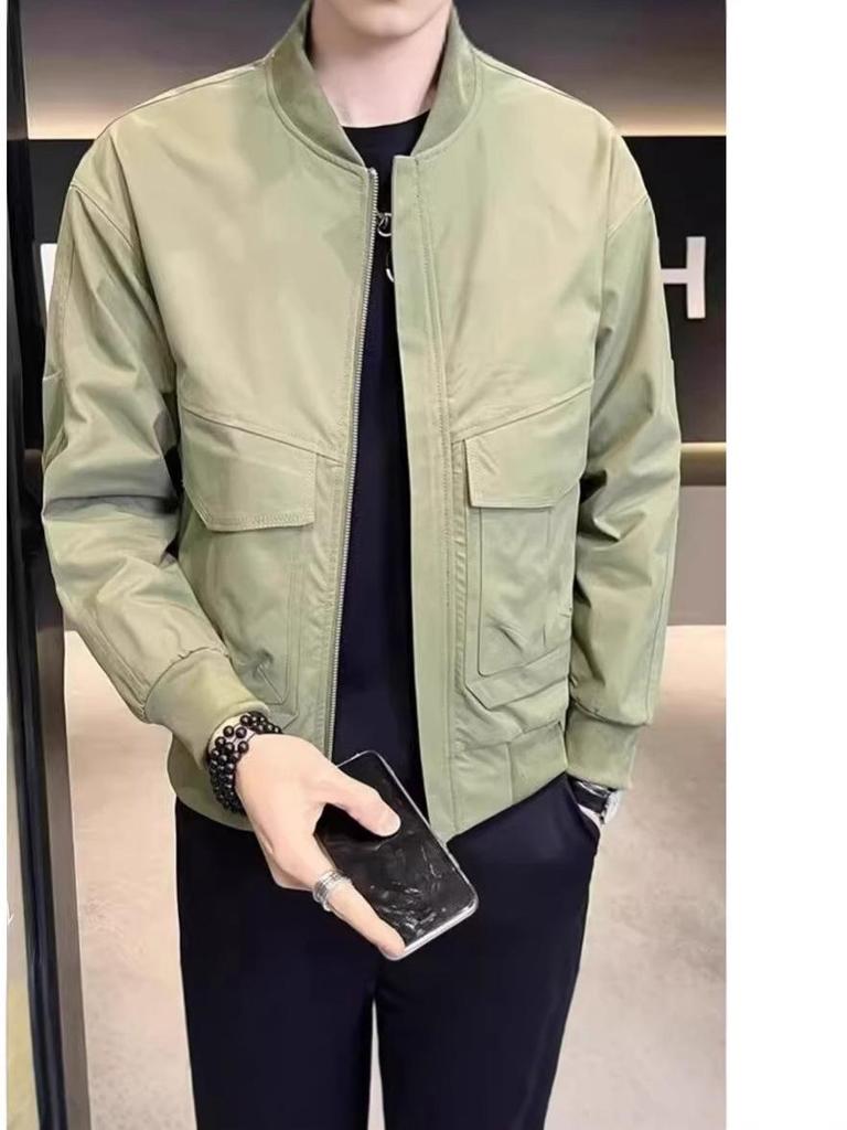 Herren Trendige Baseballkragenjacke - Einfarbige, Lässige & Vielseitige Reißverschluss-Oberbekleidung