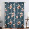 2PC Home Decoration Curtains With Large Green Flowers And Rod Pockets, Kitchen,Coffee Shop, Living Room, Balcony, Garden