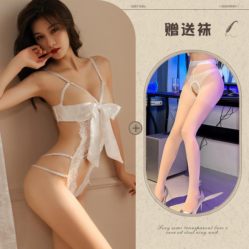 Sex underwear, no-take nightgown, sexy bow, small chest, passion, open file, temptation onesie, women's large size pure perspective