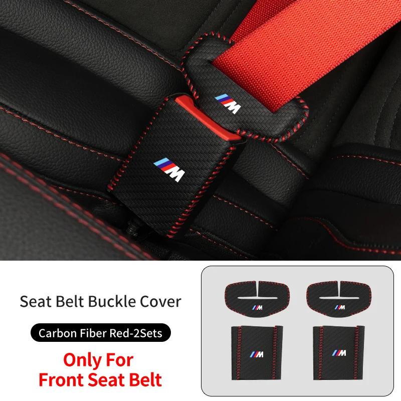 Car Sticker 2025 Hot 2Set Leather Car Logo Seat Belt Buckle Protector Cover Decoration Sleeve For BMW E46 E90 E60 F10 E39 F30 E3