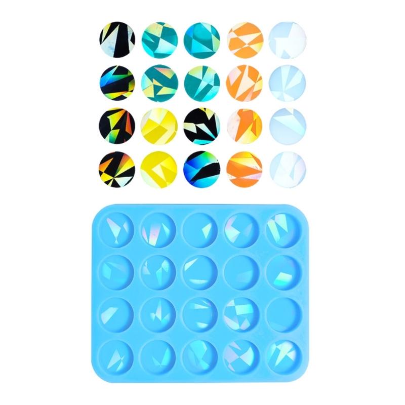 Silicone Mold for Earring Pendant Holographic Round Earring Resin Mold Rainbow Light Earring Keychain Charm Epoxy Mold