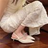 One word with rhinestone sandals women's summer new bag head half drag flat shoes pointed single shoes women's outer wear