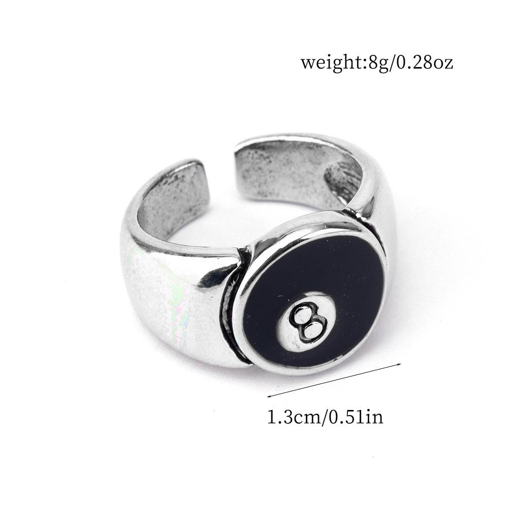 Unisex Adjustable Black Enamel Punk Ring