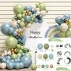 Mori Set Green Latex Balloon Chain Set Vintage Themed Birthday Party Decorative Jungle Set