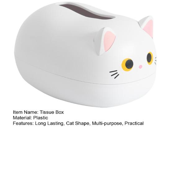 Tissue Dispenser Cute Cat Shaped Paper Holder Large Capacity Wide-Mouth Design Multi-Functional Storage Box