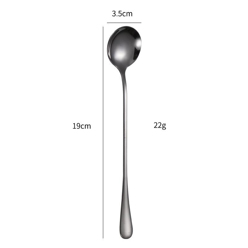 Stainless Steel Long Handle Dessert Spoon for Ice Cream and Coffee