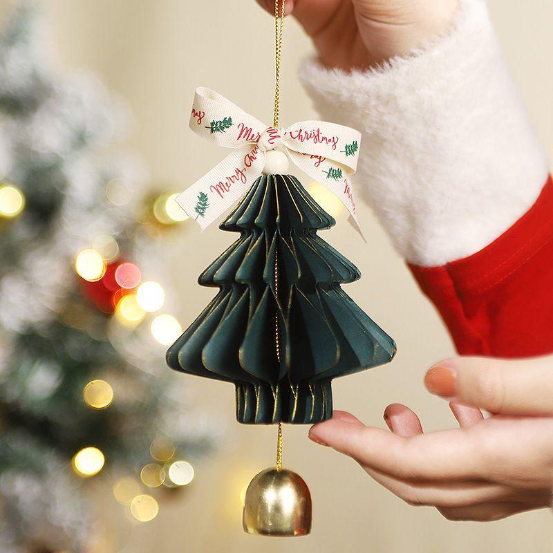 Christmas Tree Hanging Pendant Accessorie 3D Honeycomb New Year Chinese Wedding Pendants Home Decor Paper Lanterns