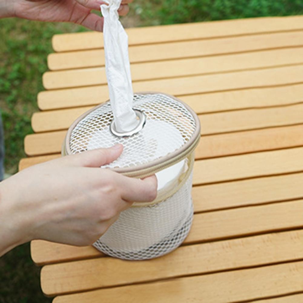 Toilet Paper Storage Bag with Zipper Oxford Cloth Outdoor Travel Napkin Tissue Case Holder Mesh Bag Camping Supplies