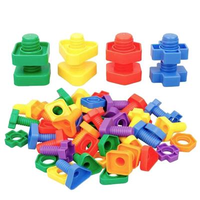 8 Pairs Screw Building Blocks Plastic Insert Blocks Nut Shape Toys for Children Educational Toys Montessori Scale Models