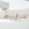 Wish rose gold and white diamond double-layer love stud earrings Korean simple heart-shaped personalized high-end ear jewelry