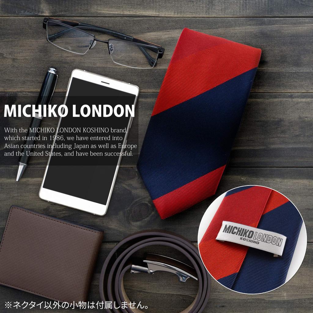 [Michiko London] Brand Necktie, Made in Japan, Silk, Jacquard Weave, Block Stripe Pattern (Pattern B)