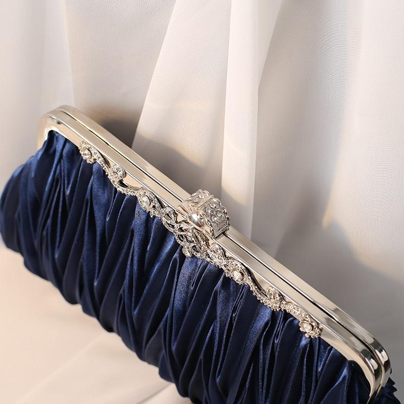 Pleated Women Evening Clutch Bag Elegant Handheld Purse Bridal Wedding Formal Dress Handbag For Banquet Party