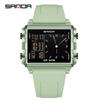 Sanda Men's & Women's Fashionable Dual Time Large Square Dial Luminous Waterproof Watch
