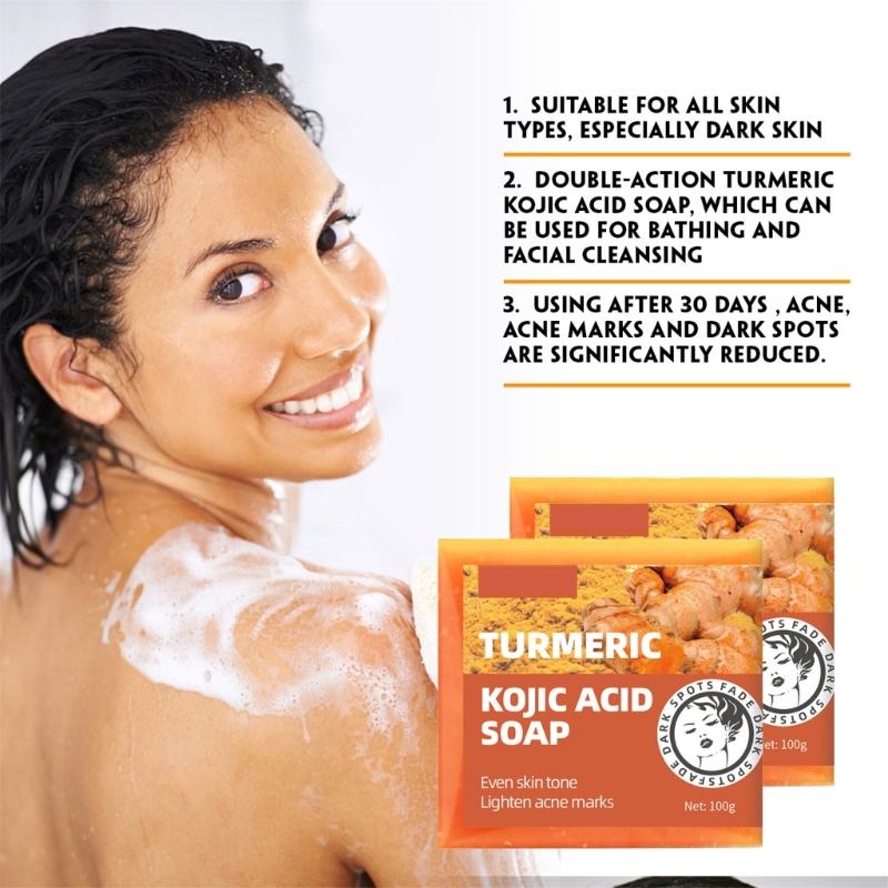 Kojic Acids Brightening Soap Black Spots Remover Cleanser Minimize Freckles Shrink Pores Face Body Soap Skin Care