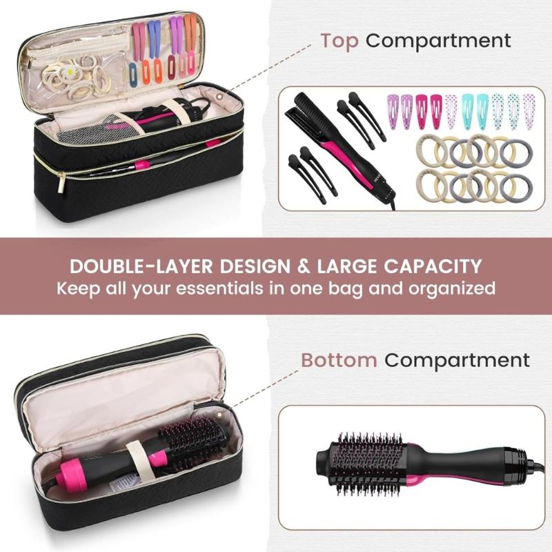 Portable Padded Organizers Bag For Blow Dryer Brushes And Accessories Ideal Travel Companion Delicate Design