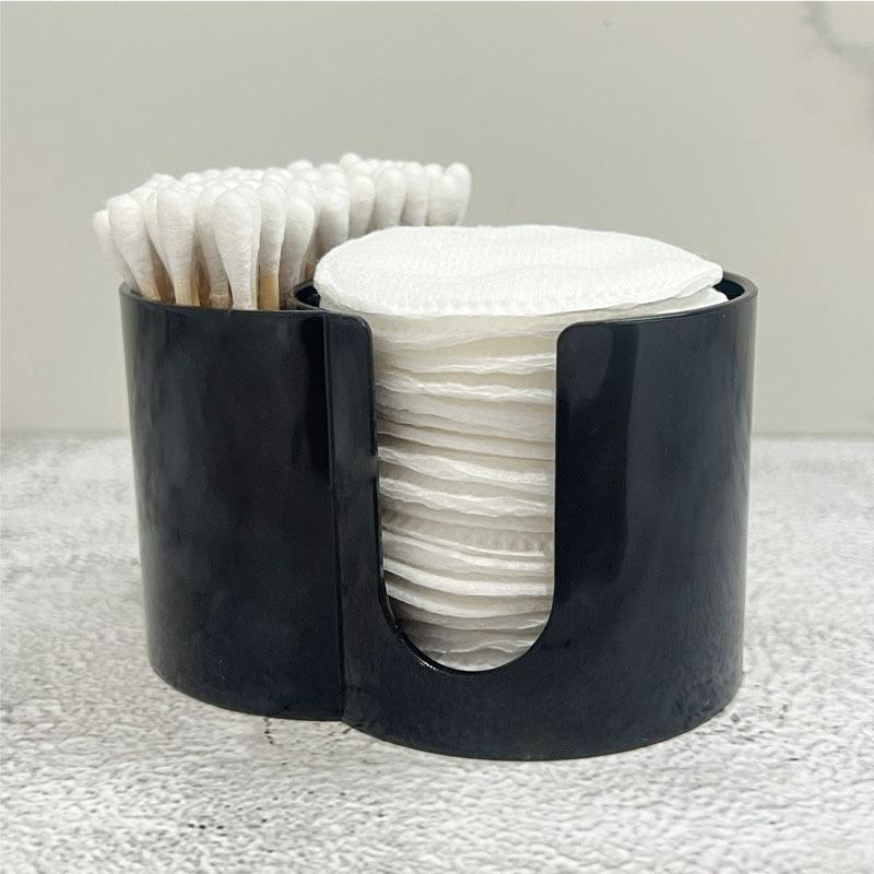 2-In-1 Cotton Swab Storage Box Acrylic Makeup Organizer Cotton Pad Holder Double Hole Circular Dispenser Cosmetic Organization