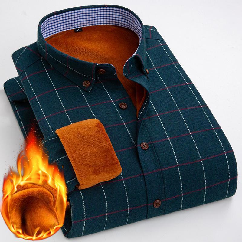 Hiver Nouveau T-shirt Thermique en Polaire à Manches Longues pour Homme Chemise à Carreaux en Polaire Intégrée Professionnelle et Confortable Épaissie pour Homme