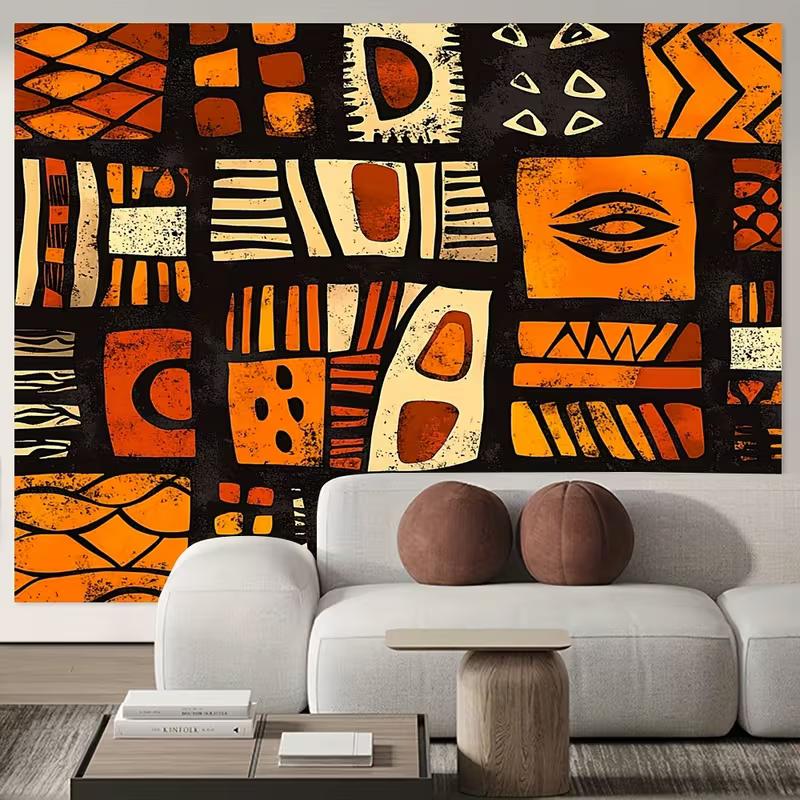 

2D African Tribal Geometric Live Streaming Background Cloth 47.2x31.5inch/120*80cm
