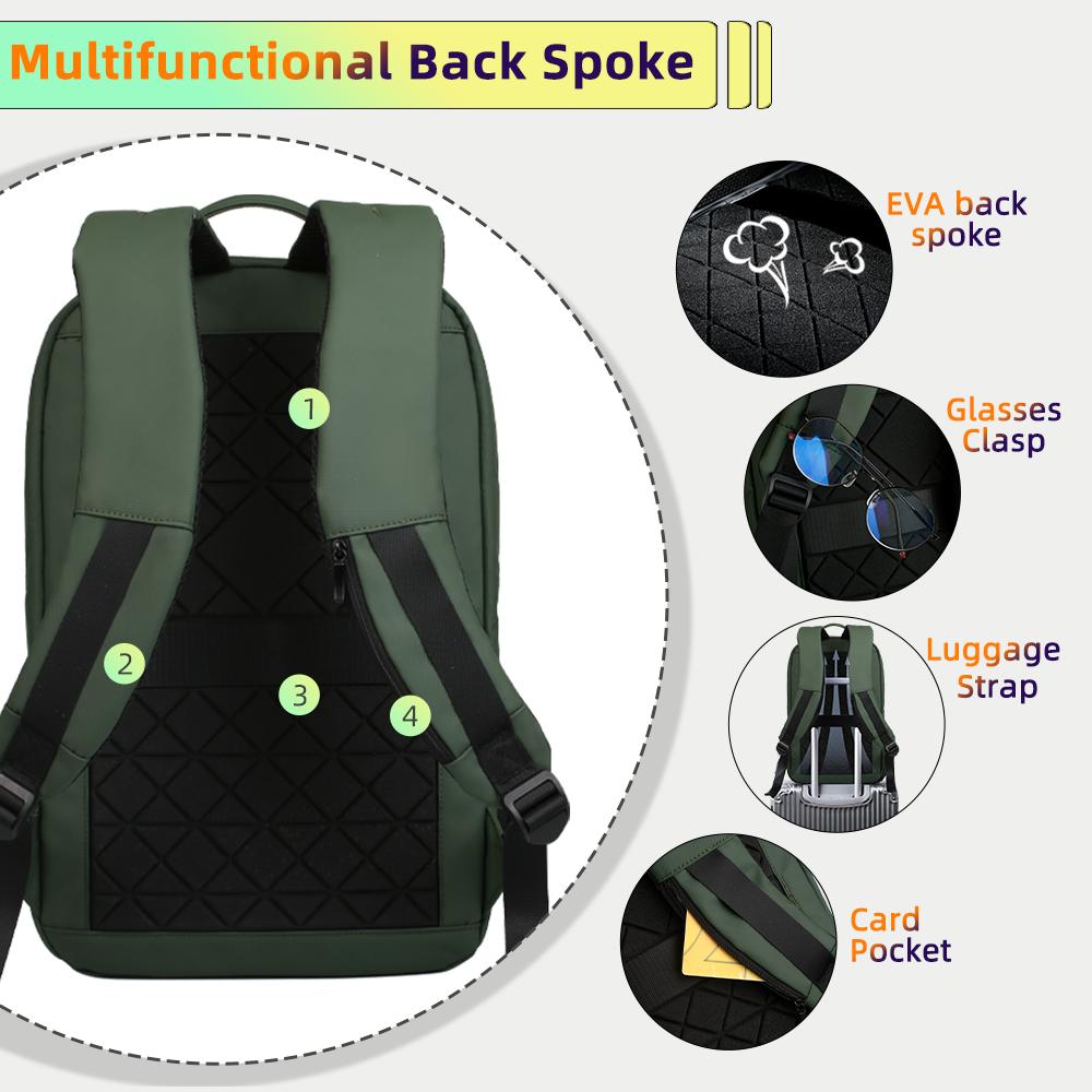 HcanKcan Schlanker Herren-Rucksack, modisch, 15,6 Zoll, Laptop-Tasche, wasserdicht, Business-Rucksack mit USB-Aufladung, lässiger Arbeits- und Reiserucksack