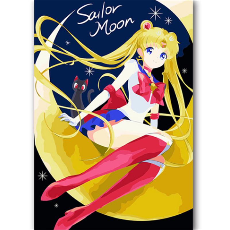 

Полный 5D Diy Алмазная картина Луна Девушка Алмазная вышивка Полный набор аниме Наборы для вышивки крестом Домашний декор Подарок ручной работы