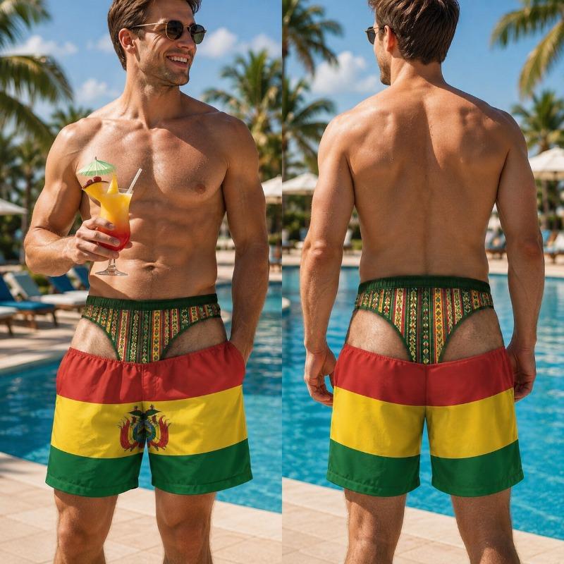 Fun Mens Brazil Venezuela Beach Shorts Lightweight Swim Trunks Summer Holiday Resort Surfing Pool Vacation Sportswear