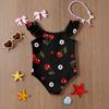 Girls One Piece Swimsuit Summer Kids Fruit Print Swimwear Toddler Children Casual Fashion Ruffle Sleeve Bathing Suit