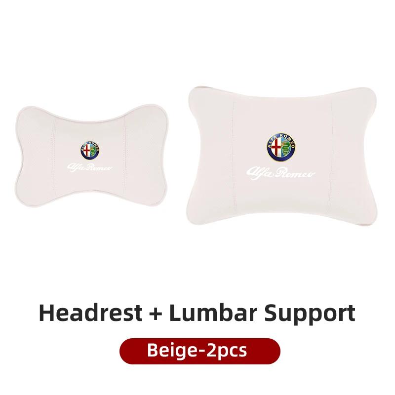 For Alfa Romeo Car Sticker Leather Car Seat Neck And Back Pillow Breathable Accessories For Alfa Romeo 159 Giulietta Giulia 147LG9