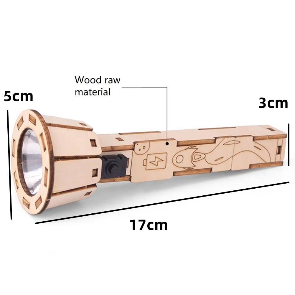 DIY Wooden Puzzle Sets Handmade Parent-Child Interaction Security Cute Shape DIY Electric Flashlight Kid Physical Toys STEAM