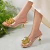 Fashion Women's Fashion New Design Stiletto Sandals Summer Square Head Crystal Set Foot Anti-slip Wear-resistant High Heels