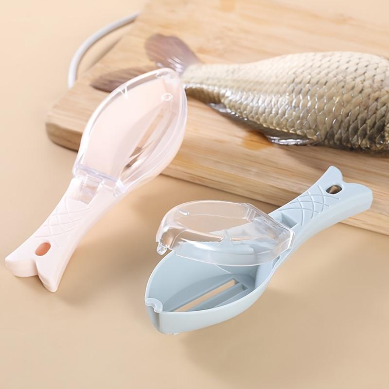 2 Stück Fischschuppenentferner, Kreativer fischförmiger Schaber für den Heimküchengebrauch, Langlebiges Kunststoff-Meeresfrüchte-Werkzeug, Leicht zu reinigen, Effizientes Entschuppen