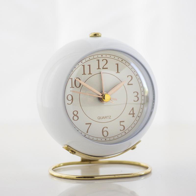 Metal Alarm Clock Creative Mute Children's Electronic Alarm Clock Simple Living Room Bedroom Student Luminous Clock Table