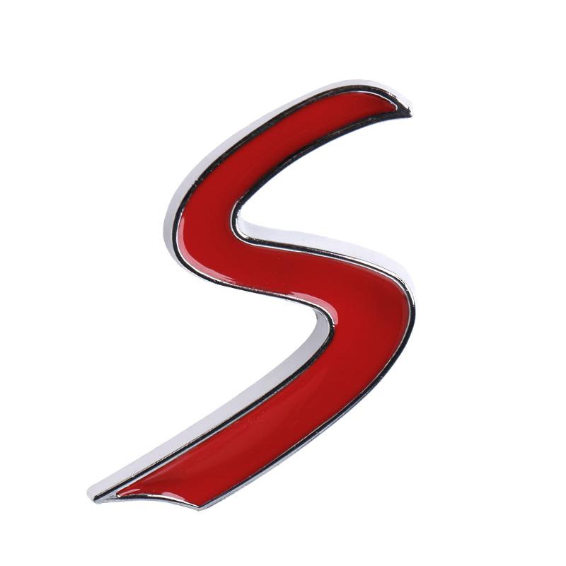 Metall 3D S främre galler emblem Dekal för Mini Cooper R50 R52 R53 R56 R57